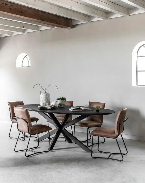 Ovale Eettafel Zwart | Gerecycled Teakhout