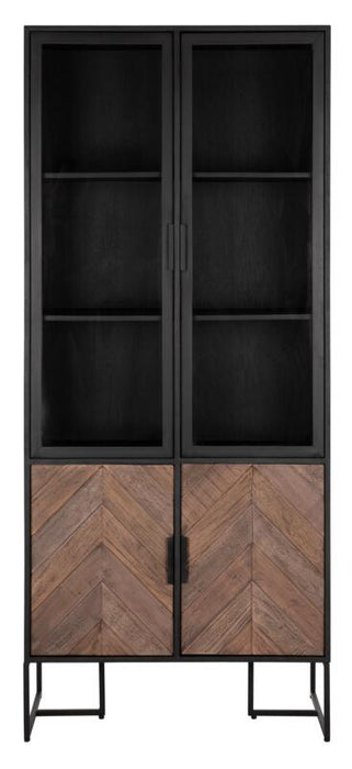 Showcase Criss Cross, 2 glass/metal doors, 2 wooden doors