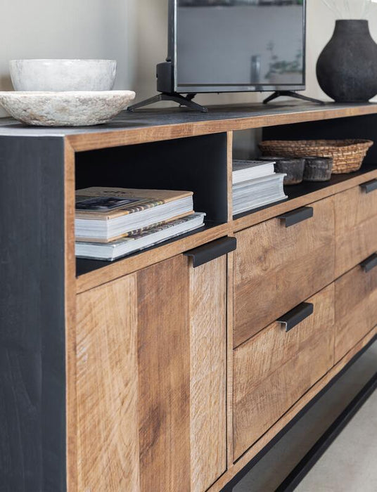 TV stand Cosmo No.3 high, 2 doors, 4 drawers, 3 open racks