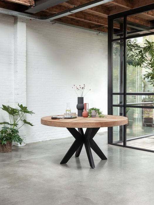 Einstein Ronde Eettafel - Gerecycled Teakhout