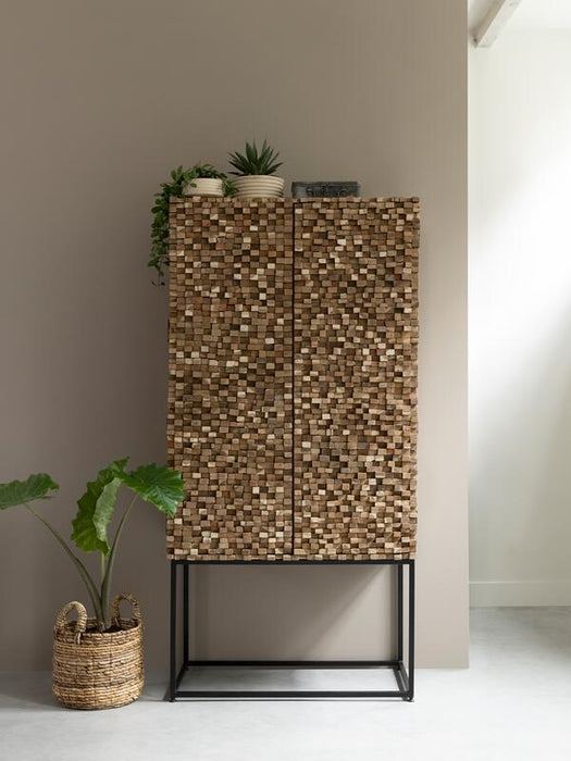 Cupboard Sticks - Teakhouten Kast met 2 Deuren en 6 Legplanken