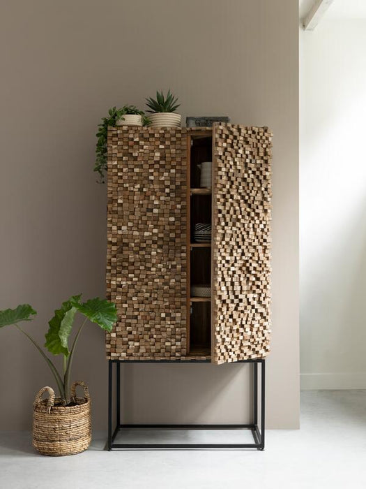 Cupboard Sticks - Teakhouten Kast met 2 Deuren en 6 Legplanken