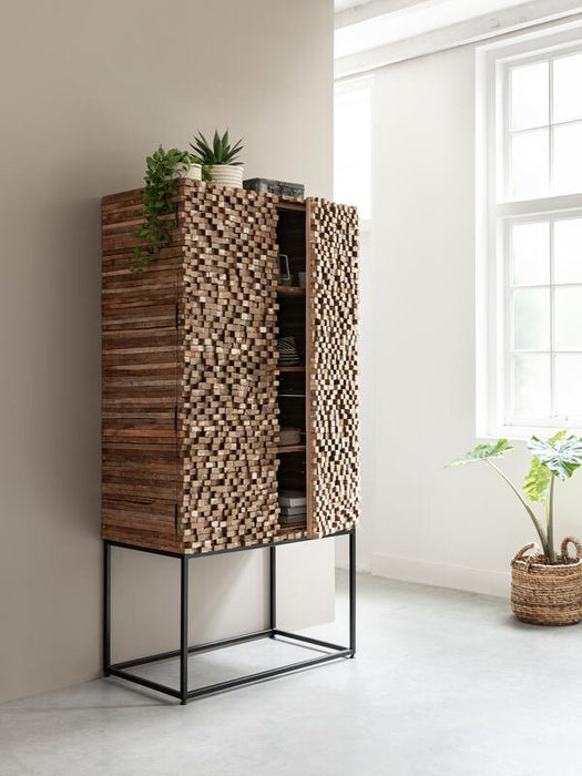 Cupboard Sticks - Teakhouten Kast met 2 Deuren en 6 Legplanken