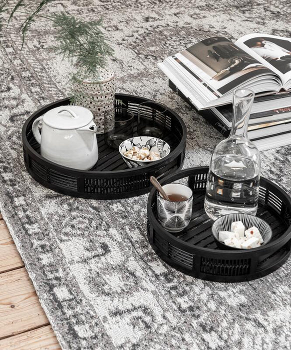 Tray Algarve round BLACK, set of 2 - ORDER by 2 pcs