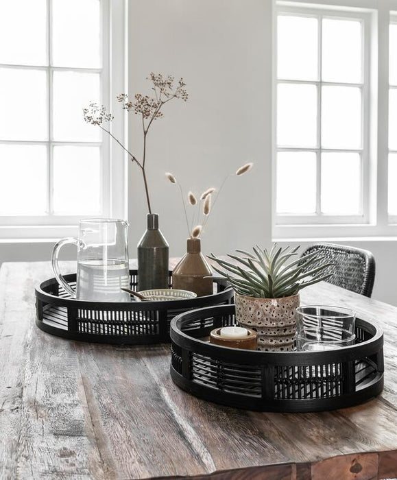 Tray Algarve round BLACK, set of 2 - ORDER by 2 pcs