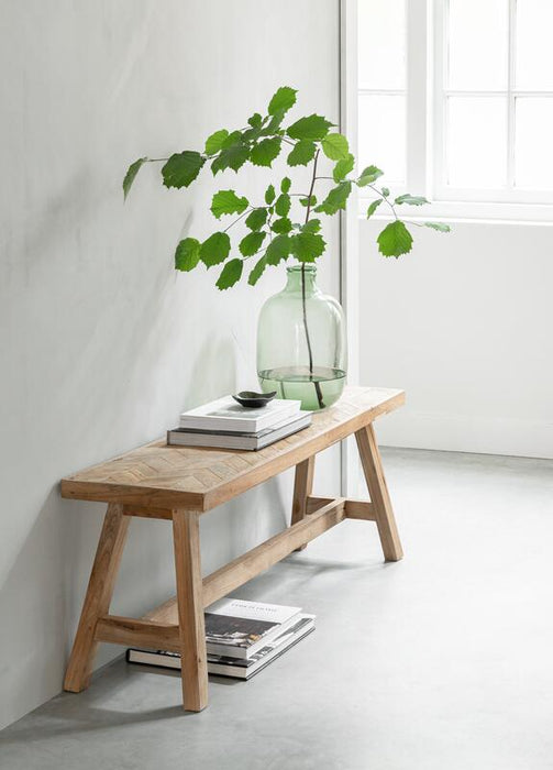 Bench Herringbone medium - Teakhouten bank