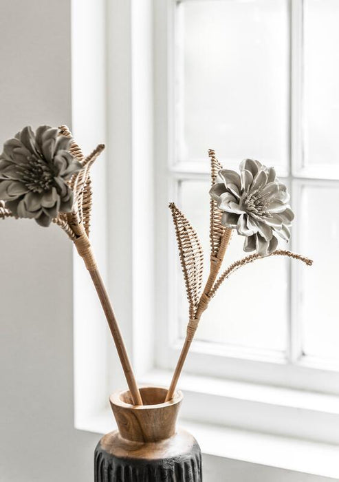 Rattan flower Light Grey - ORDER by 4 pcs