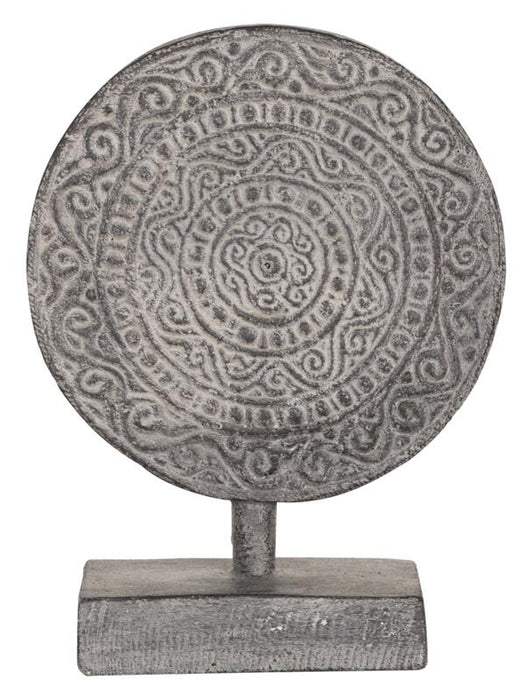 Decorative Circle on stand Old White, set of 2