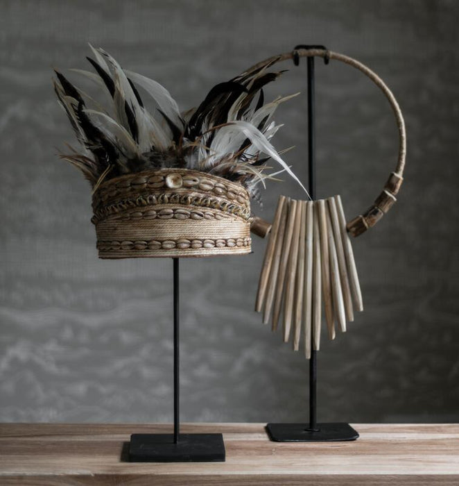 Balinese hat with shell and feather