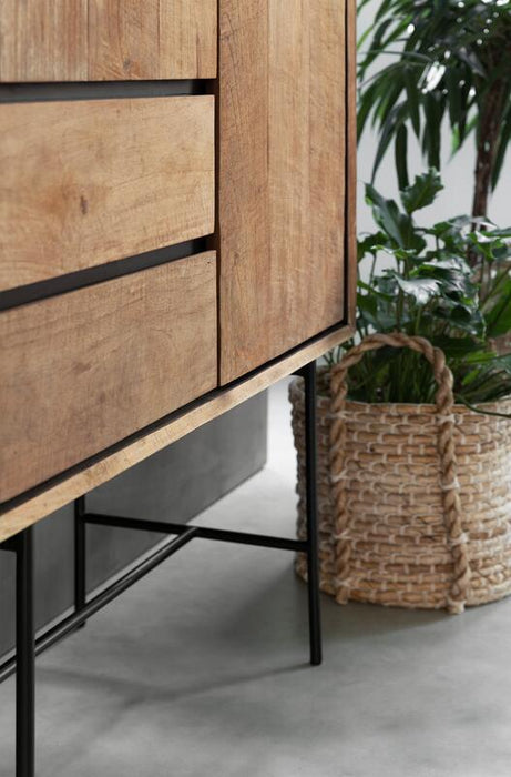 Cupboard Metropole low - 3 deuren & 2 lades - Gerecycled Teakhout
