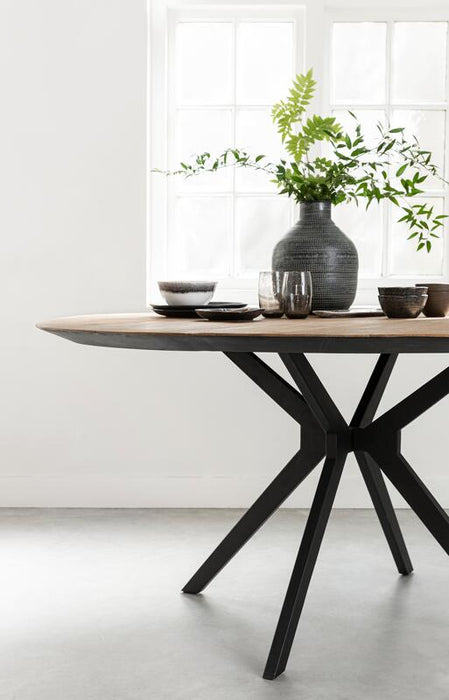 Metropole Ronde Eettafel - Gerecycled Teakhout