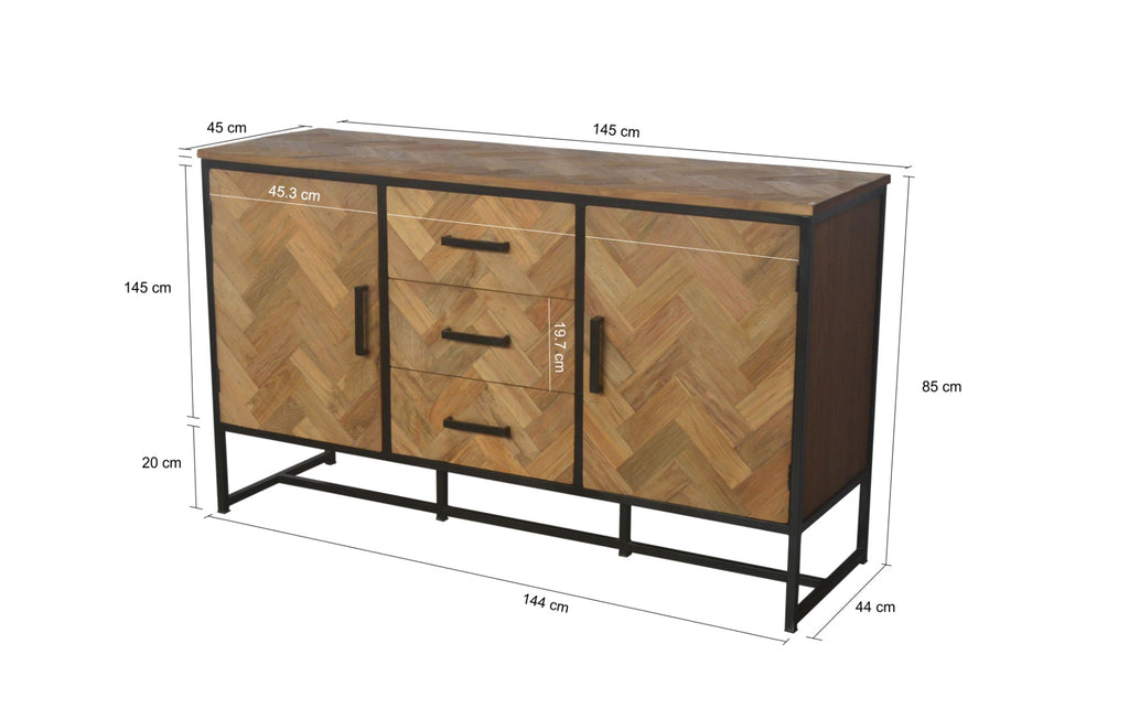 Accent Kast 145cm | Teakhout & Zwart Staal