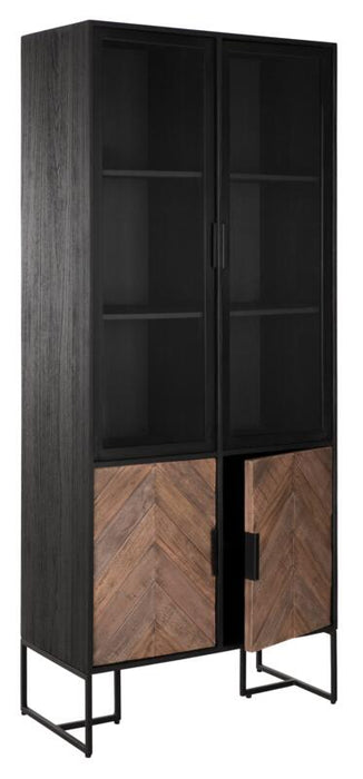 Showcase Criss Cross, 2 glass/metal doors, 2 wooden doors